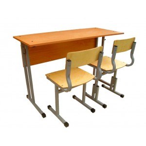 Парта и стулья школьные, ученические, двухместный комплект