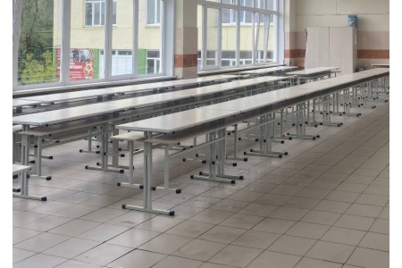 Обеденная зона школьная, 6-местная (стол +2 скамейки) Обеденная зона школьная, 6-местная (стол +2 скамейки)
