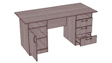 Стол письменный однотумбовый, 3 ящика и ниша