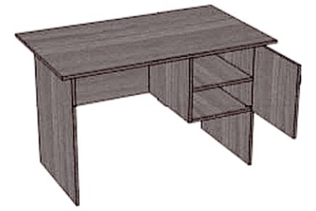 Стол письменный, 1 тумба с 2 полками