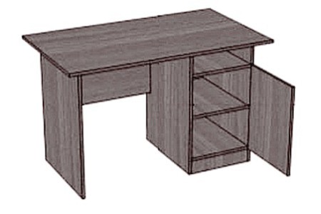 Стол письменный 1 тумбовый с полками